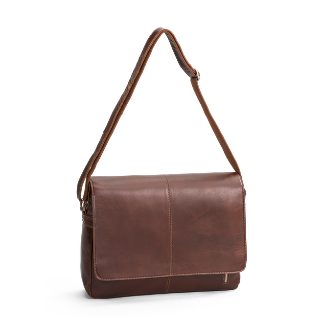 Florence pc-veske med klaff i skinn 15,6" Cognac